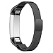 For Fitbit Alta HR and Alta Bands Metal Black Large Small, Bon Tech Replacement Wristbands Fitbit Alta HR Accessories Straps (Milanese - Black)