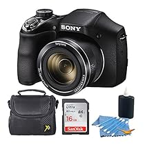 Sony DSCH300/B Digital Camera (Black) Bundle with High Speed 8GB Card, Padded Case, Lens Cleaning Kit