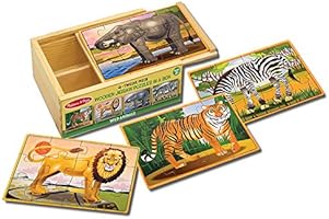 Melissa &amp; Doug Rompecabezas Jigsaw de madera en una caja - Zoo