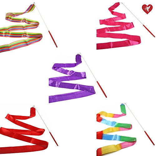 SS Cohen10 Colors Gymnastic Dance Ribbon Streamer 13.1-foot Dancing Baton Gym Rhythmic Ribbons with Wand Art Artistic Gymnastics Ballet Twirling Rod Stick for Women Girls Kids Baton Twirling - Thumbnail 5
