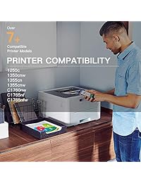 E Z de tinta (TM) Cartucho de tóner de repuesto compatible para Dell 810 WH Alto Rendimiento Compatible con Dell 1250 1250 °C, 1 negro, 1 cian, 1 magente, 1 amarillo