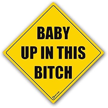 Funny 'Baby Up In This Bitch' Bumper Sticker – 2 Pack Vinyl Decal For Car, Truck, Laptop Or Wall