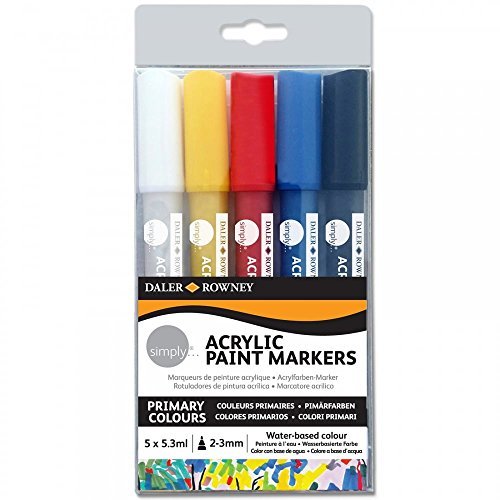 Daler Rowney Simply Paint Acrylic Marker Primary Set (5 Colours)