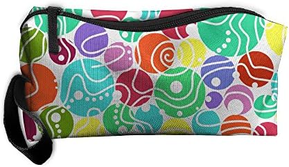 Colored Circles Pattern Pattern Makeup Bag Calico Girl Women Travel Portable Cosmetic Bag Sewing Kit Stationery Bags Funny Storage Pouch Bag Multi-function Bag