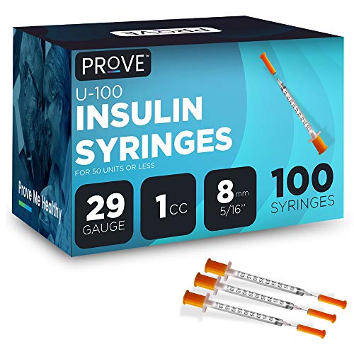 Prove Singleuse Insulin Syringes, 29 Gauge 1cc 8mm 5/16’’, 100 Count