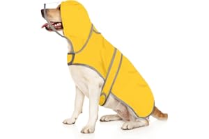HDE Dog Raincoat with Clear Hood Rain Jacket Poncho for Small Medium Large Dogs Yellow - XXL