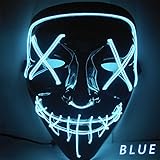 Kangkang Halloween LED Light up Festival Cosplay Costume Supplies Party Masks Glow in Dark (Blue)