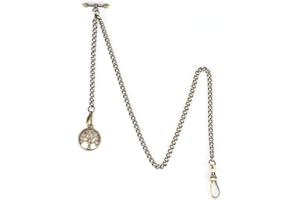 SUDESMO Pocket Watch Chain T-bar Chain Albert Chain with Life Tree Pendant