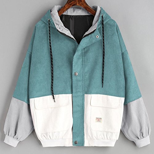 Gyoume Women Jackets Coat Long Sleeve Hoodies Corduroy Patchwork Oversize Zipper Jacket Windbreaker Coat Overcoat Clearance