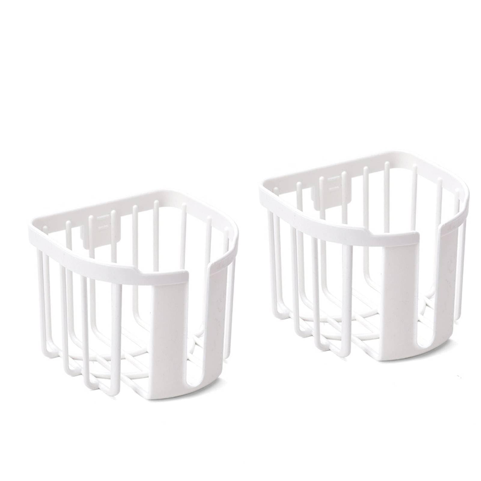 2PCS Toilet Paper Roll Storage, Wall Mount Small Bathroom Organizer Toilet Roll Basket Toilet Paper Holder Dispenser for Bathroom Storage(White)