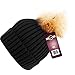 Womens Girls Knitted Fur Hat Real Large Raccoon Fur Pom Pom Beanie Hats