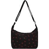 DOB SECHS Corduroy Crossbody Bag for Women Cute Strawberry Purse Cross Body Canvas Messenger Bags Slouchy Crescent Purses