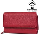 MUNDI Big Fat Womens RFID Blocking Wallet Clutch Organizer With Change Pocket (One Size, Red)