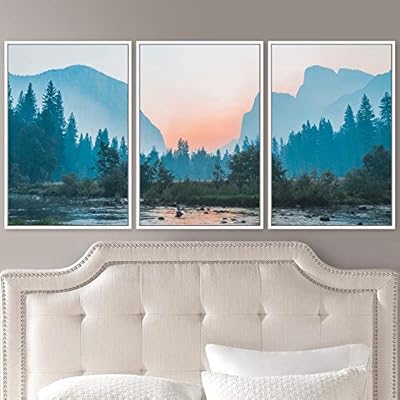 signwin 3 Piece Framed Canvas Wall Art Lake...