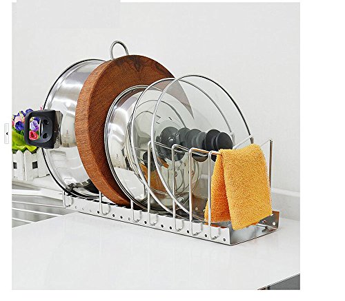 Adjustable Bakeware Organizer/ Pot Rack/ Pot Holder/cookie Sheet Organizer/lid Rack/ Pot Lid Holder/ Pan Lid Holder Without Fastening to the Cabinet or the Wall