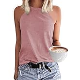 Malliosse Womens Summer Sleeveless High Neck Halter Tank Tops Basic Casual Cami Shirts Tees