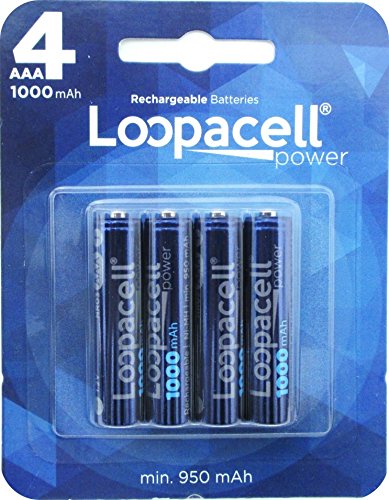 Loopacell AAA Ni-MH 1000mAh Rechargeable Battery Pack of 4