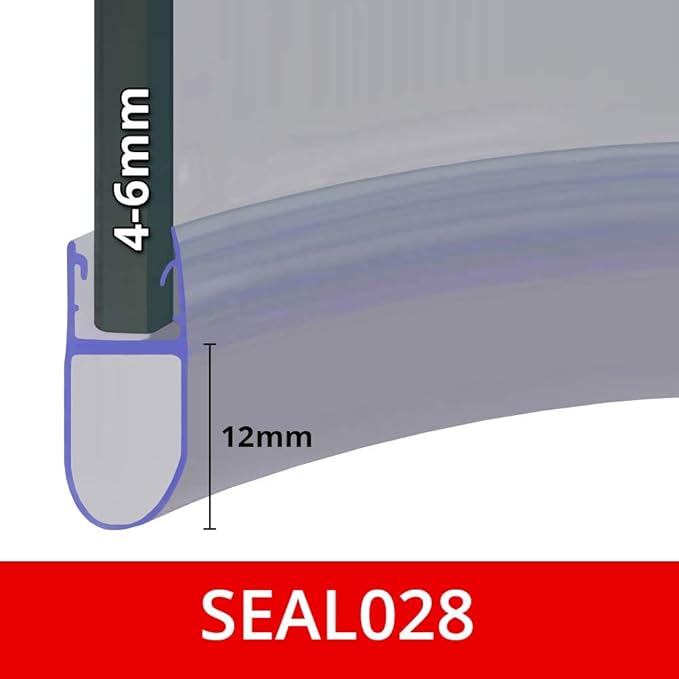 Pre Curved Shower Screen Door Bubble Seal Fits 4, 5 or 6mm Glass Seals Gaps of Up to 12mm Pre Curved Shower Screen Door Bubble Seal Fits 4, 5 or 6mm Glass Seals Gaps of Up to 12mm