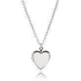 Heart Locket Necklace, Silver Plating With Heart Mother Of Pearl For Women