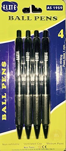 Elite Ball Pens 4Pack Mediu, Point 1.0mm