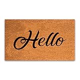 PLUS Haven Pure Coco Coir Doormat with Heavy-Duty PVC Backing - Hello - Size: 17-Inches x 30-Inches - Pile Height: 0.6-Inches - Perfect Color/Sizing for Outdoor/Indoor uses.