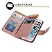 BENTOBEN iPhone SE Case, iPhone 5S Case, iPhone 5 Wallet Case, Wallet PU Leather Protective Magnetic Folio Flip Cover Credit Card Slots Cash Holder Wristlet Case for iPhone 5 5S SE, Rose Gold