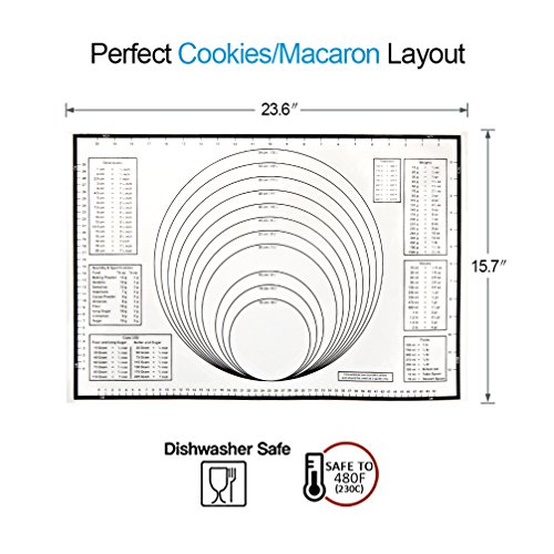 Silicone Pastry Baking Mat with Measurements- Non-Stick Silicon Liner for Silicone Baking Mat, Dough Rolling Mat,Oven Liner(23.62" x 15.74", shell black) - Thumbnail 2
