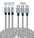 Frieso 3pcs 10ft Nylon Braided Lightning to USB Charging Cable for iPhone 7, 7 plus, 6s 6 Plus 5s 5c 5,iPhone SE, iPad Pro, Air 2, iPad mini 4 3 2, iPod touch 5th gen / 6th gen / nano 7th gen (Gray)