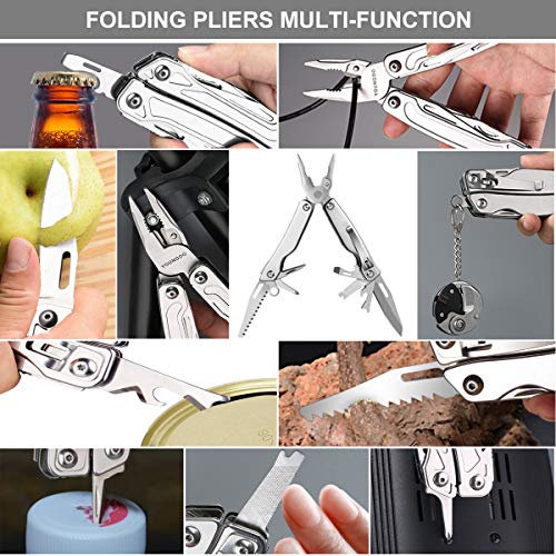 YOUNGDO Multitool, 18 in 1 Pocket Multi-Plier with Screwdriver Bit Set, Stainless Steel with Nylon Sheath, Tools for Men - Thumbnail 2