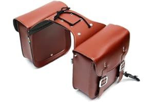 UNISTRENGH Retro Pannier Rack Bag Double for Bicycle Leather PU Waterproof Side Bag Bicycle Bags Rear Double Bag Pack for Pannier Rack (Brown)