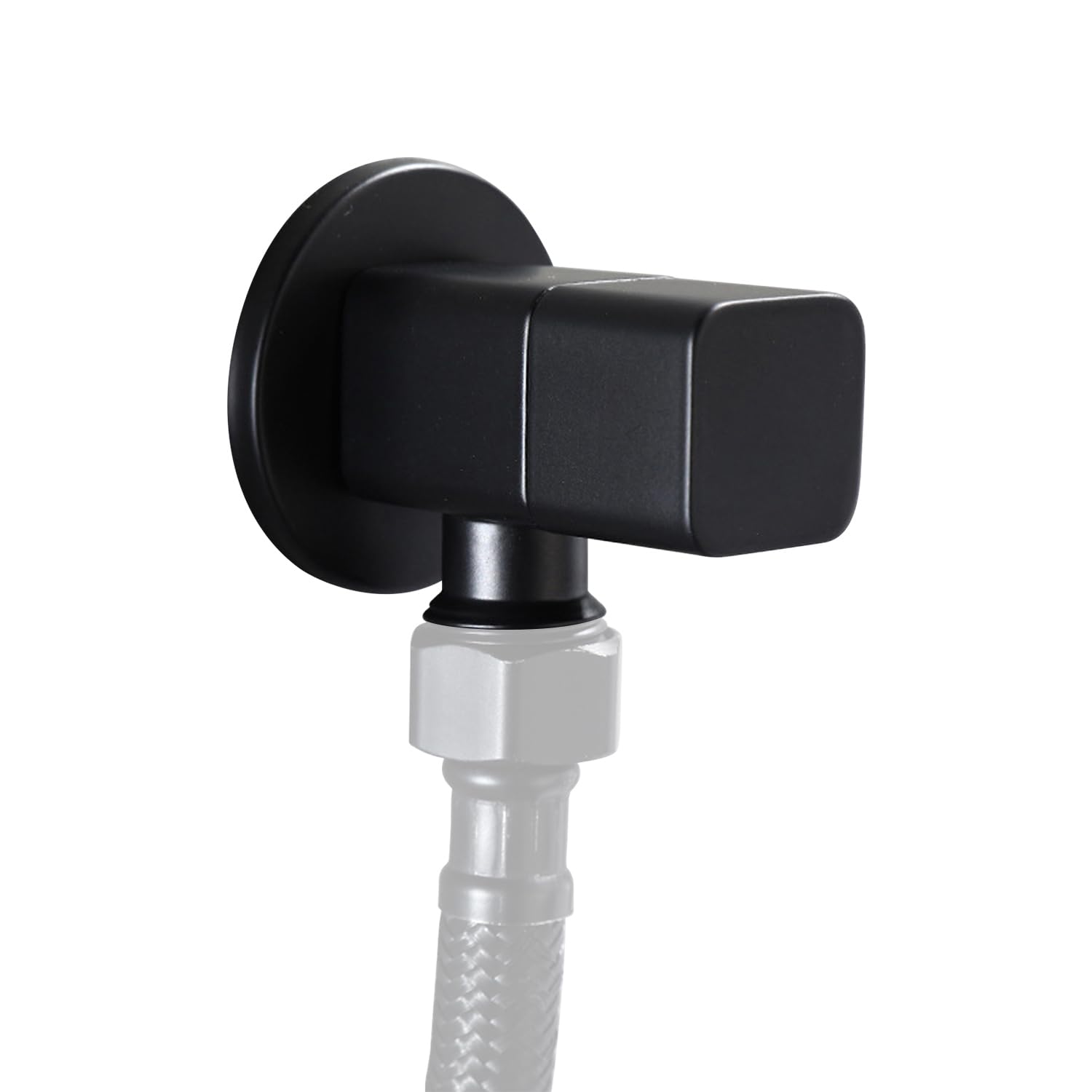 Square Angle Stop Valve, G1/2" Brass Matte Black Shut Off Valve Mixer Water Stop Valve for Bathroom Toilet Washbasin