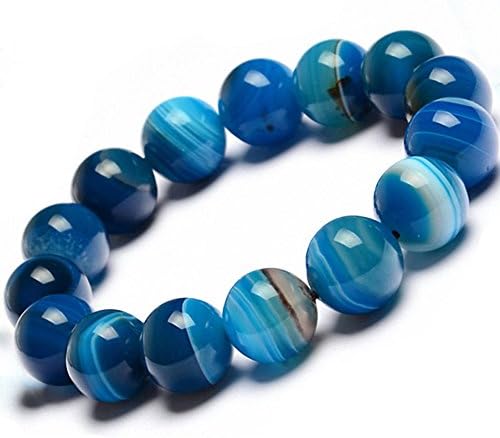 NUKIC Real Natural Gemstones Bracelet , Genuine Blue Tiger Eye Semi-Precious Stone Healing Power Crystal Stretch Beaded Bracelet,Unisex