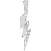 Claddagh Gold High Polish 925 Sterling Silver CZ-Studded Lightning Bolt Charm Pendant