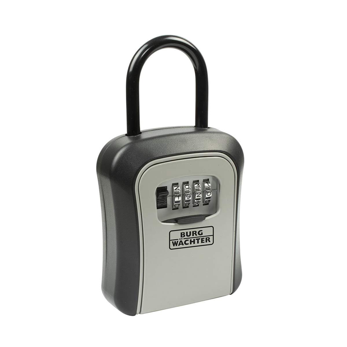 Burg-Wächter Key Safe with 4-Digit Combination Lock, Indoor/Outdoor, Removable Shackle, Secure Key Storage Box, Key Safe 50 SB, Black/Grey