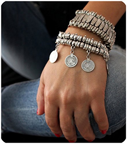 Zealmer Boho Bracelet Set Bohemian Coin Bracelet Tribal Statement Design Hand Bracelet 2 Types - Thumbnail 6