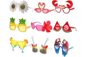 Xugoox 9Pcs Funny Hawaiian Glasses Tropical Sunglasses Photo Booth Eyeglasses for Beach Summer Pool Party Supplies