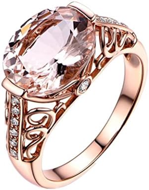 Rings Womens Girls Romance Gift AfterSo Wedding Engagement Simulated Gemstone Ring Rose Gold (6, Rose Gold - 1)