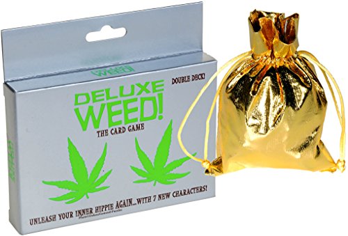 Deluxe Weed Card Game _ Bonus Gold Cloth Drawstring Storage Bag