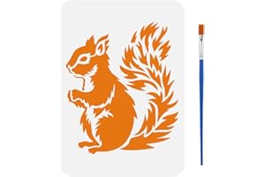 FINGERINSPIRE Realistic Squirrel Stencil with Brush 8.3x11.7inch Squirrel Pattern Template Animal Squirrel Stencil Animal Theme Template Realistic Style Stencil for Painting on Wood Fabric Clothes
