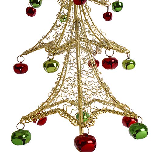 AUTOARK Metal Wire Christmas Tree with Colourful Bells Ornaments,15.4'',Gold,ACT-005Y - Thumbnail 2