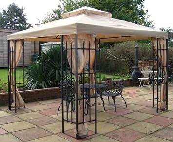Buckingham Metal Framed Luxury Gazebo Beige Canopy 3m X 3m