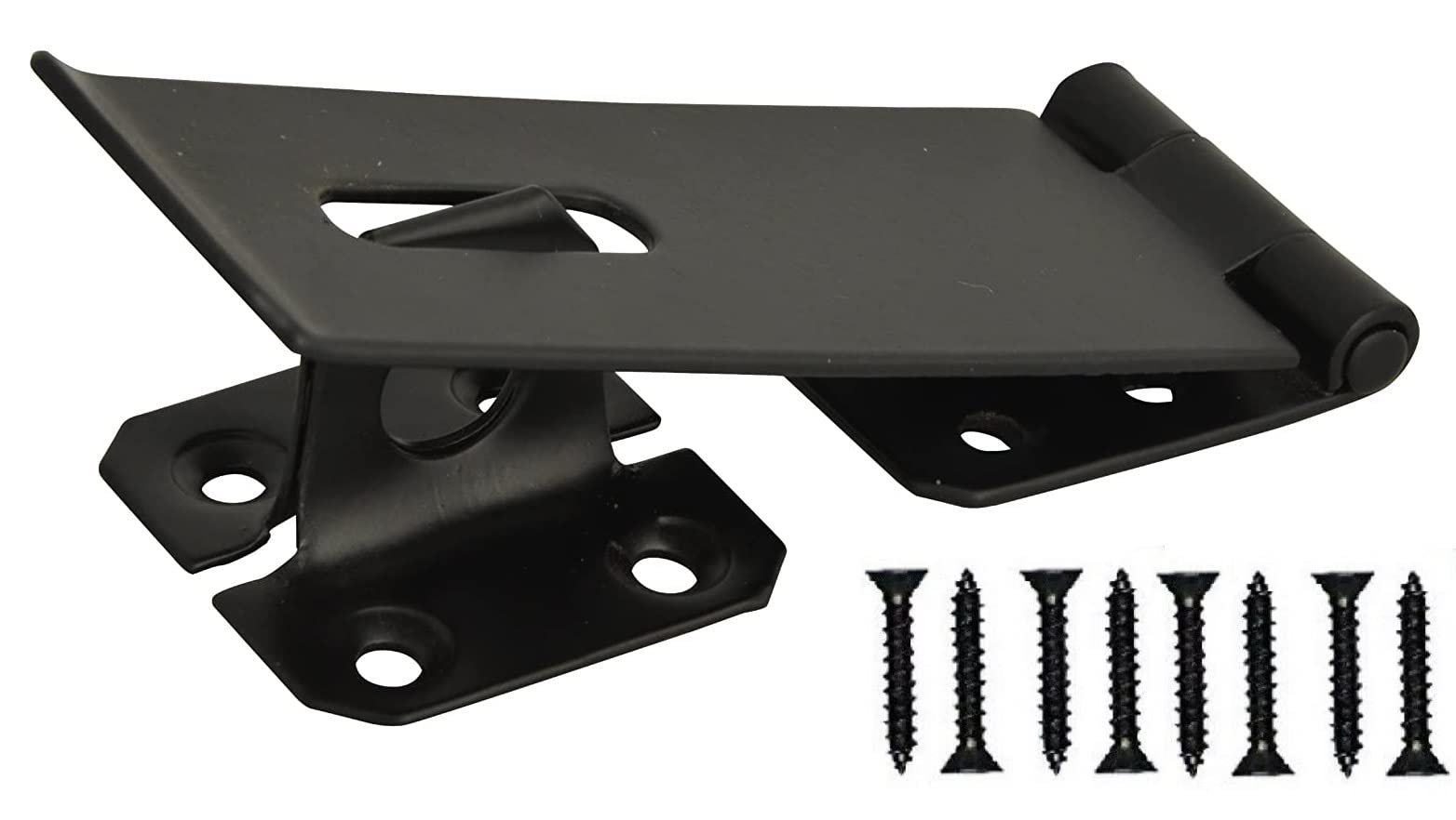 TERF® 1 Pcs Safety Hasp and Staple Set Black 115mm Padlock Latch including Fixing Screw For Use Outdoor House Cabinet Cupboard Cage Door Gates and Multi Purpose Use - 115mm