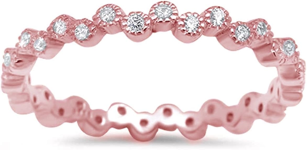 XP Jewelry Sterling Silver Eternity Band Cubic Zirconia