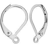 Beebeecraft 1 Box 50Pcs 316L Surgical Stainless Steel Lever Back Earring Clasps Leverback French Earring Hooks for Making Dangles Earrings Findings