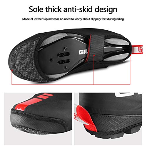 GIYO Cycling Shoe Covers Neoprene Waterproof,S-XXL Winter Proof PU Leather Thermal Warm Full Bicycle Overshoes for Men Women Road Mountain Bike Booties - Thumbnail 2