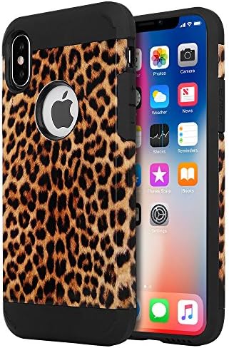 iPhone X Case, iPhone 10 Case, LOEV Shock Proof Dual Layer Hybrid Protective Case Hard PC & Soft Rubber Scratch Resistant Cover Tough Bumper Armor Case for Apple iPhone X/10 - Leopard Print Pattern