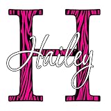 VWAQ Custom Name Zebra Print Decal Personalized Name Monogram Decal Letter and Name Decor CM3 (24" Top to Bottom, Hot Pink)