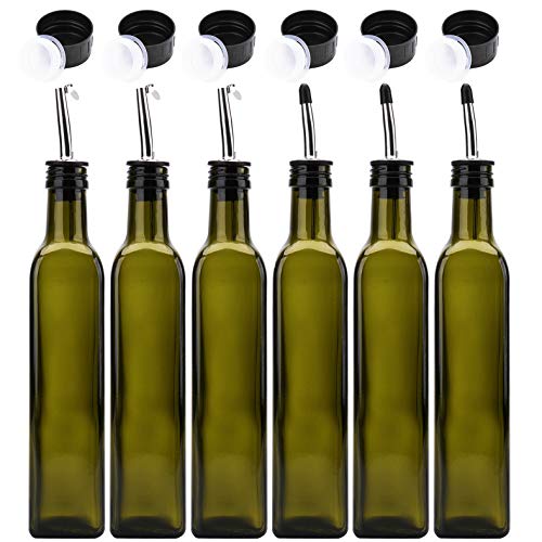 Kingrol 6 Pack 8 oz Glass Olive Oil Dispenser Bottles, Oil and Vinegar