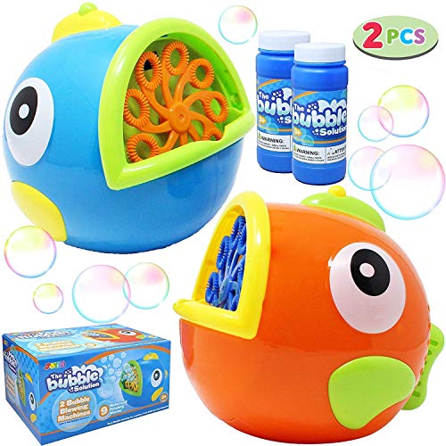 JOYIN 2 Pack Bubble Machines for Kids, Automatic Bubble Blowers, Bubble Makers, Bubbles Party Favors Supplies, Summer Toy, Outdoor / Indoor Activity Use, Birthday Gifts, Easter