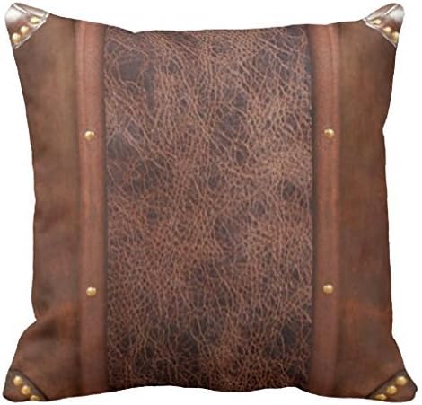 Amazon Com Western Print Dark Brown Leather Pattern Throw Pillow